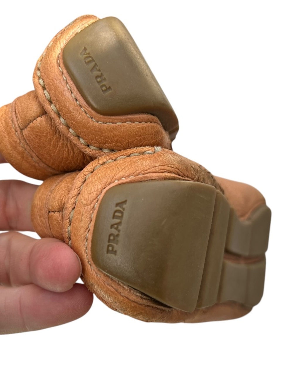 Prada Italy all weather leather tine buckle driving loafers shoes 38 1/2 8 1/2 - Picture 6 of 8
